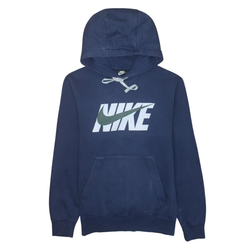 Nike Navy Blue Hoodie Men's XSmall Printed Logo Front Pocket Pullover Sweatshirt made by Nike