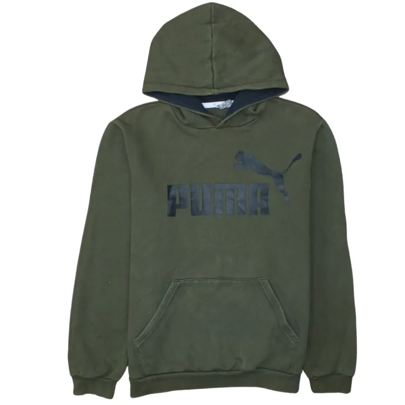 Puma Khaki Green Hoodie Men's XXLarge Printed Logo Front Pouch Pullover Sweatshirt sold by Vintage Club