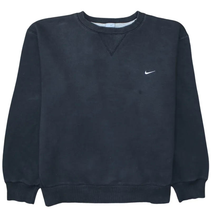 Nike Black Sweatshirt Men's XLarge Embroidered Swoosh Crewneck Ribbed Cuffs Pullover sold by Vintage Club
