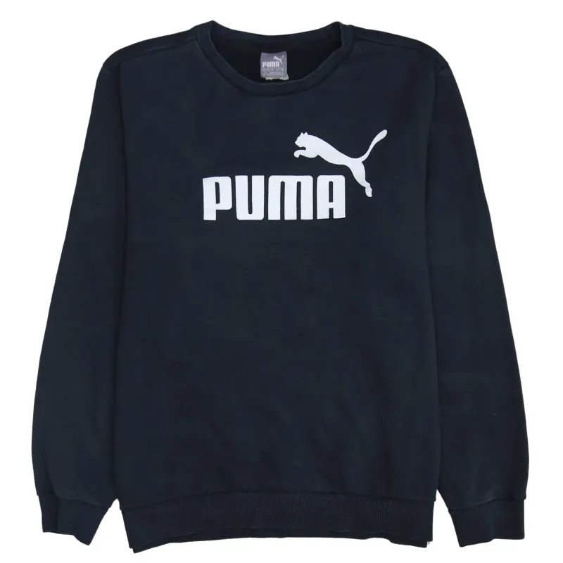 Puma Black Sweatshirt Men's Large Printed Big Logo Crewneck Pullover Fleece Top sold by Vintage Club