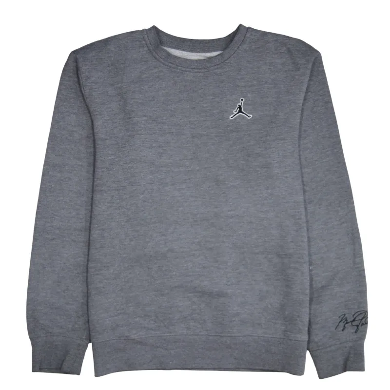 Jordan Grey Sweatshirt Women’s XLarge Embroidered Jumpman Logo Script Sleeve Pullover Jumper made by Jordan