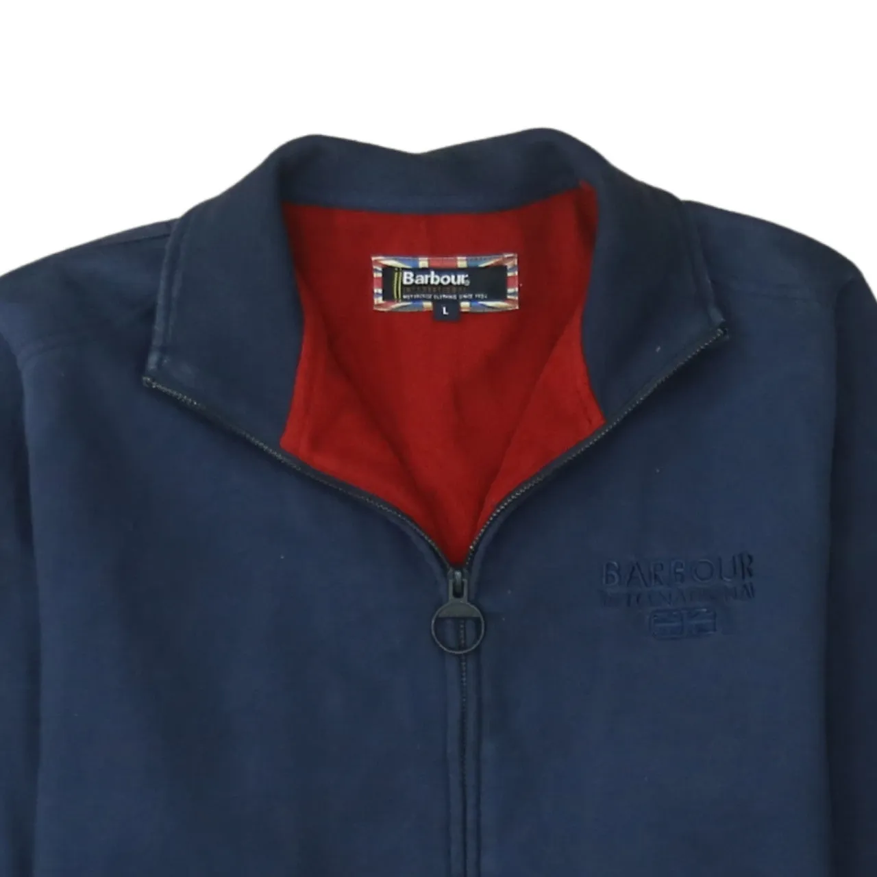 Barbour Navy Blue Full Zip Sweatshirt Women’s Large Embroidered Chest Logo Fleece Lining Jacket sold by Vintage Club product image thumbnail 3