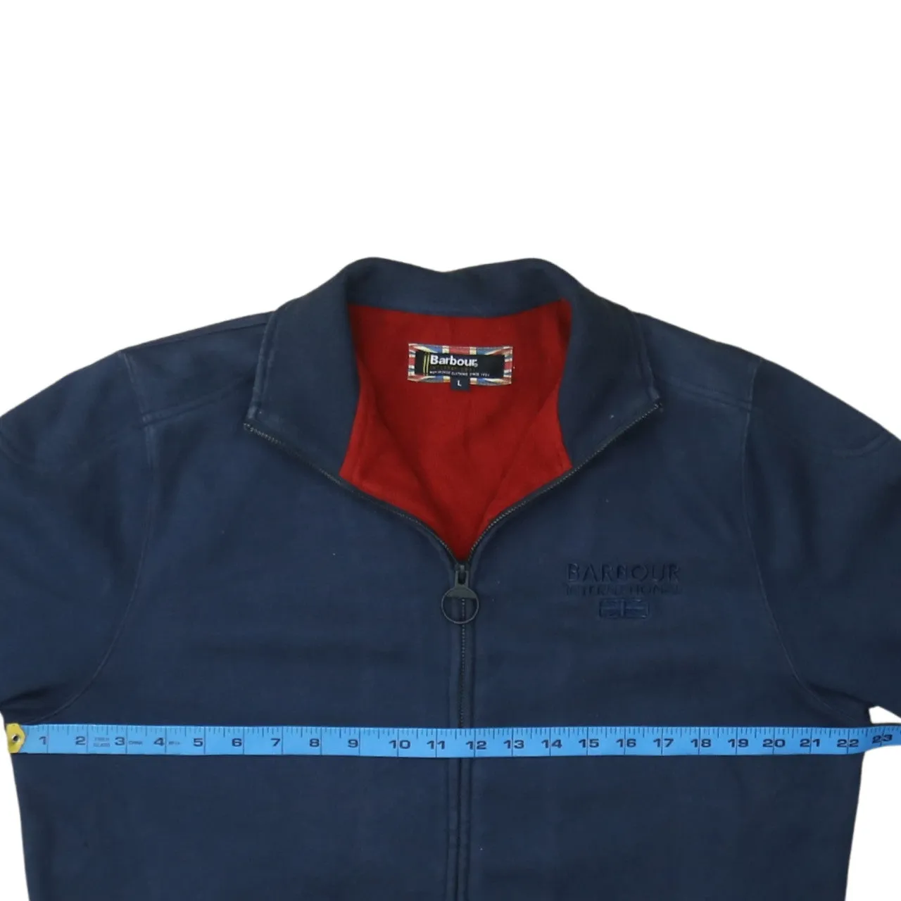 Barbour Navy Blue Full Zip Sweatshirt Women’s Large Embroidered Chest Logo Fleece Lining Jacket sold by Vintage Club product image thumbnail 5
