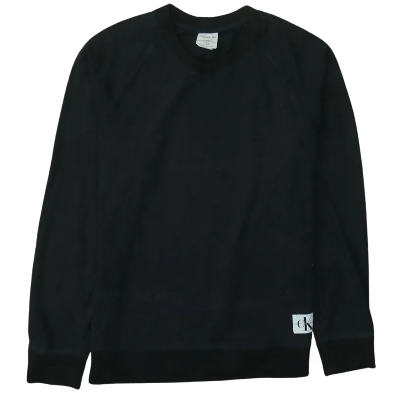 Calvin Klein Black Sweatshirt Men's Large Small CK Logo Patch Crewneck Pullover Top sold by Vintage Club
