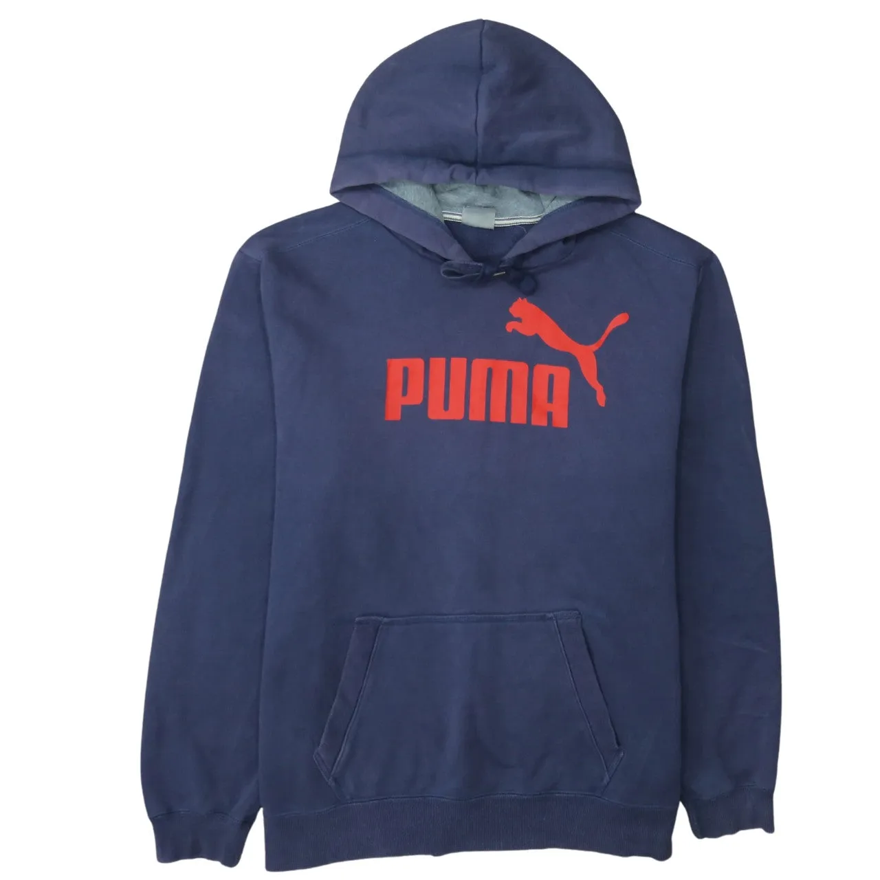 Puma Navy Blue Hoodie Men’s XXLarge Red Printed Logo Front Pocket Pullover Sweatshirt sold by Vintage Club