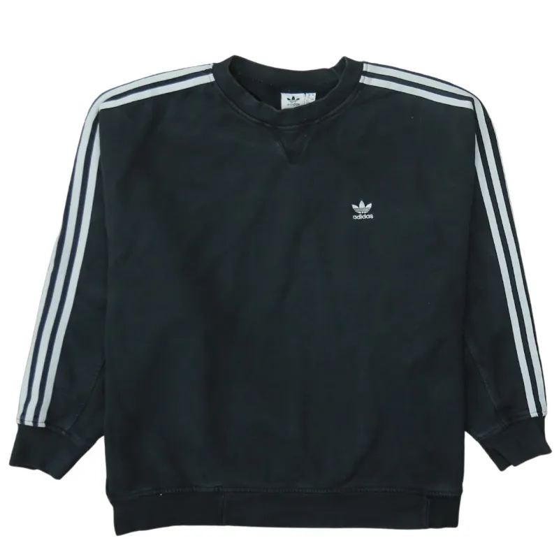 Adidas Black Sweatshirt Women’s XXXLarge Embroidered Trefoil Logo Three Stripe Sleeve Pullover Top sold by Vintage Club