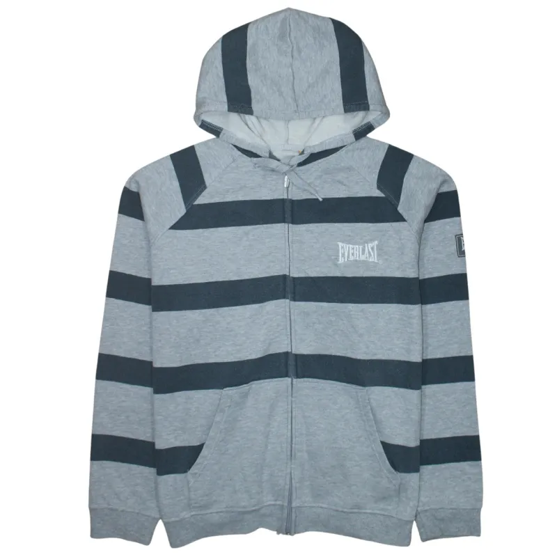 Everlast Grey Stripe Full Zip Hoodie Men's XLarge Printed Back Logo Pockets Sweatshirt sold by Vintage Club