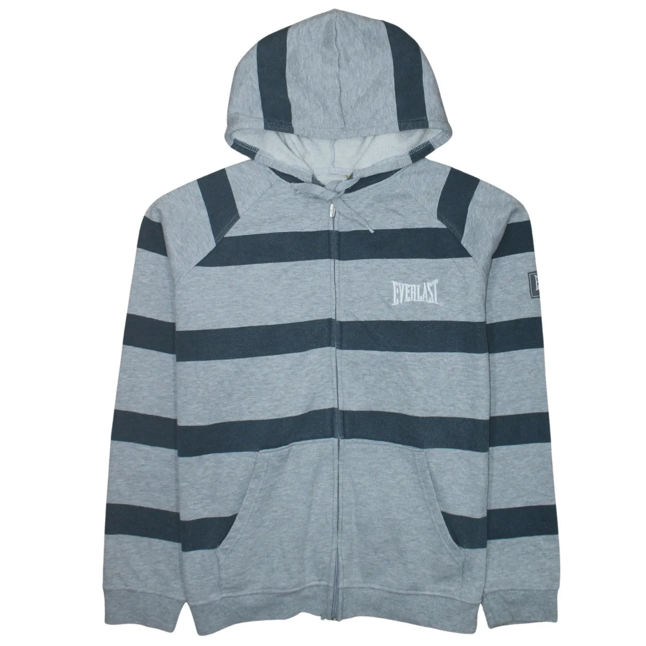 Everlast Grey Stripe Full Zip Hoodie Men's XLarge Printed Back Logo Pockets Sweatshirt sold by Vintage Club