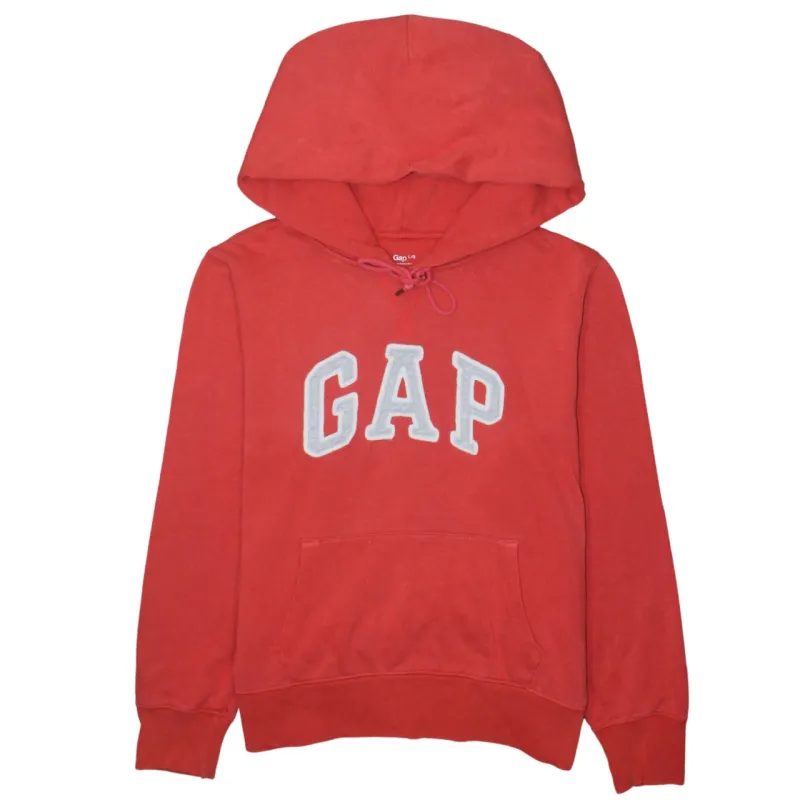 Gap Coral Red Hoodie Women's Large Embroidered Logo Front Pocket Pullover Sweatshirt sold by Vintage Club