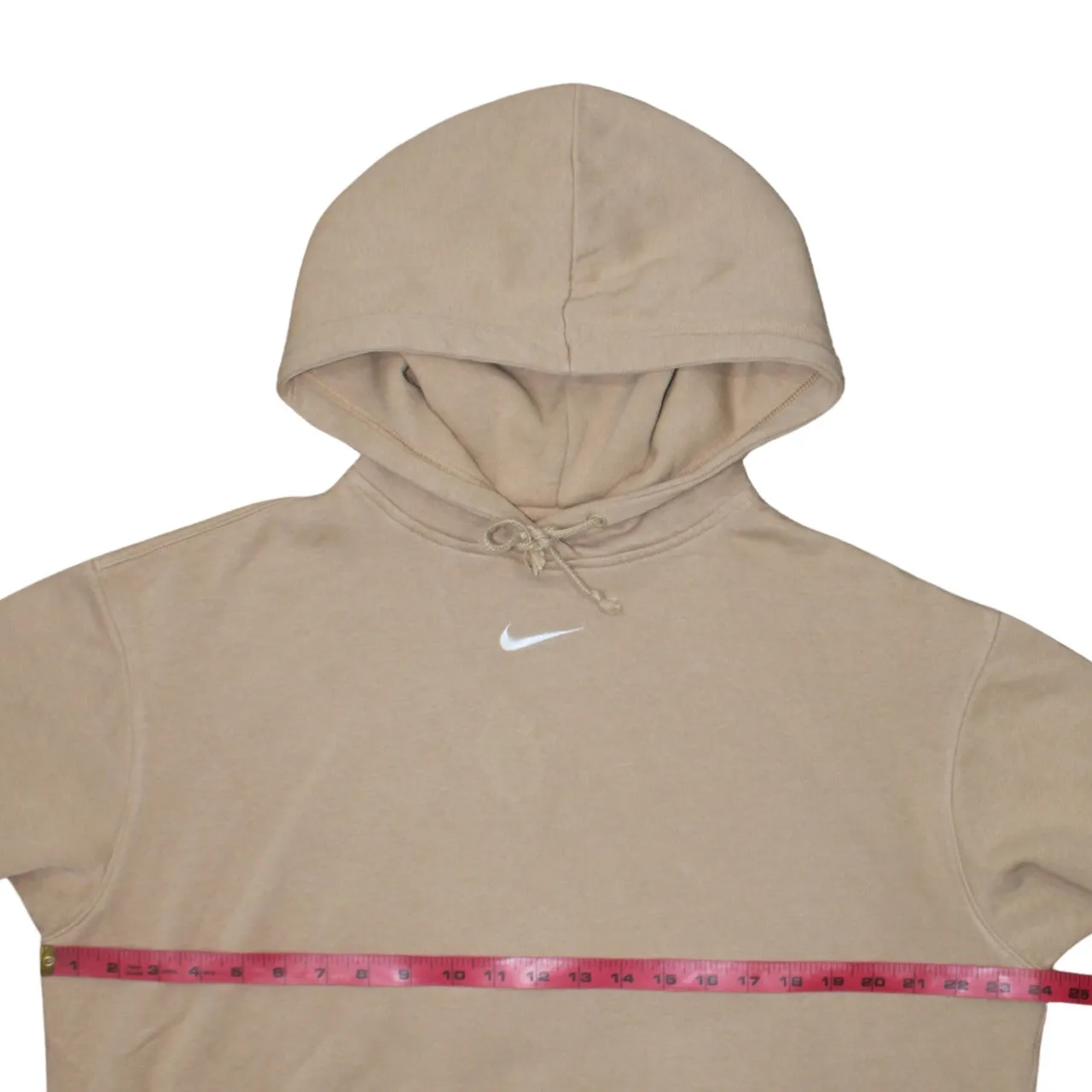 Nike Beige Cream Hoodie Men's Small Embroidered Swoosh Drawstring Hood Pullover Sweatshirt sold by Vintage Club product image thumbnail 5
