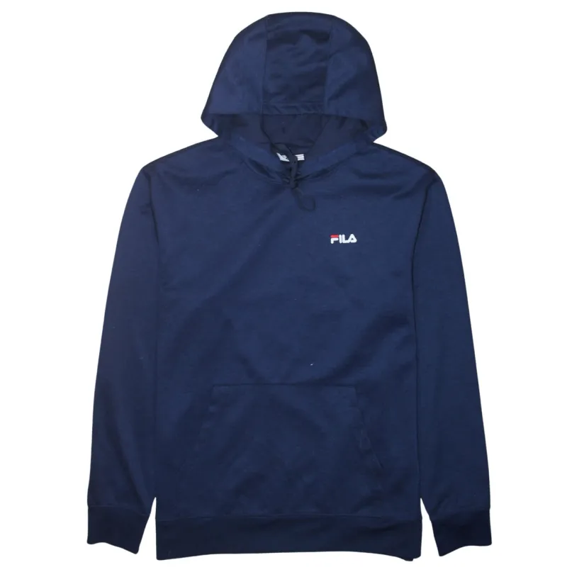 Fila Navy Blue Hoodie Men's Large Embroidered Chest Logo Front Pocket Pullover Sweatshirt sold by Vintage Club