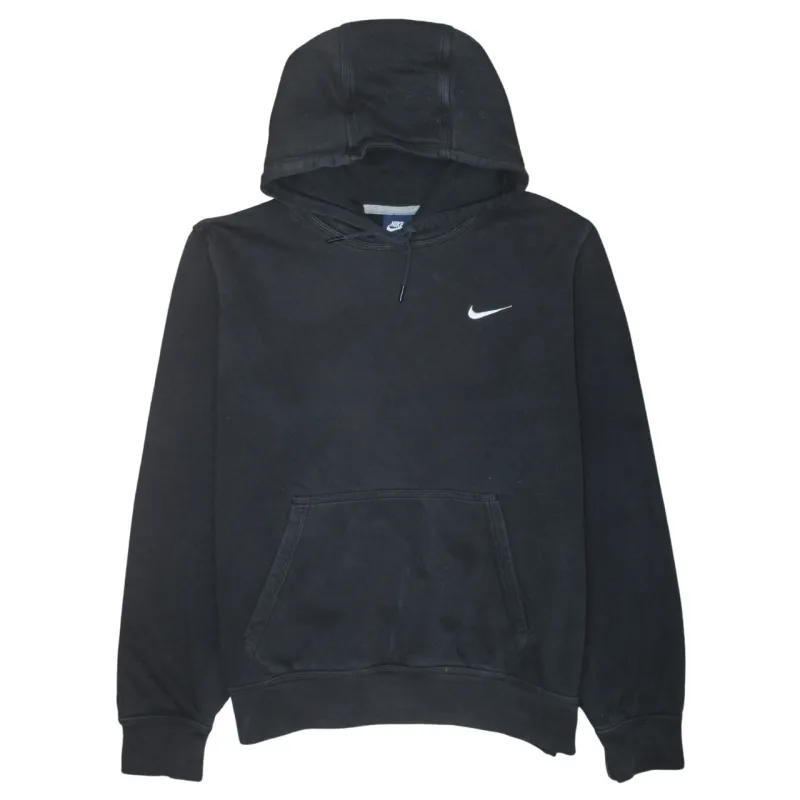 Nike Black Hoodie Men's Large Embroidered Swoosh Logo Front Pocket Pullover Sweatshirt sold by Vintage Club
