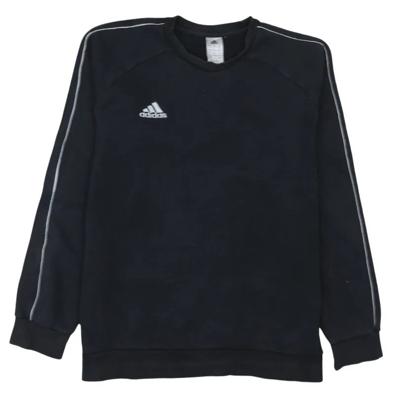 Adidas Black Sweatshirt Women's XLarge Embroidered Chest Logo Contrast Piped Sleeves Pullover Top sold by Vintage Club