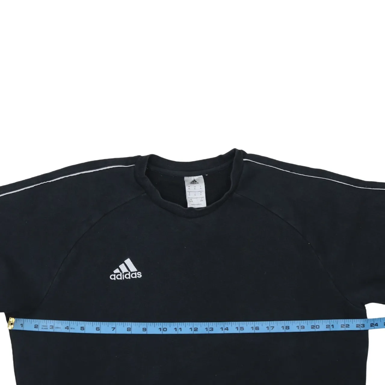 Adidas Black Sweatshirt Women's XLarge Embroidered Chest Logo Contrast Piped Sleeves Pullover Top sold by Vintage Club product image thumbnail 5