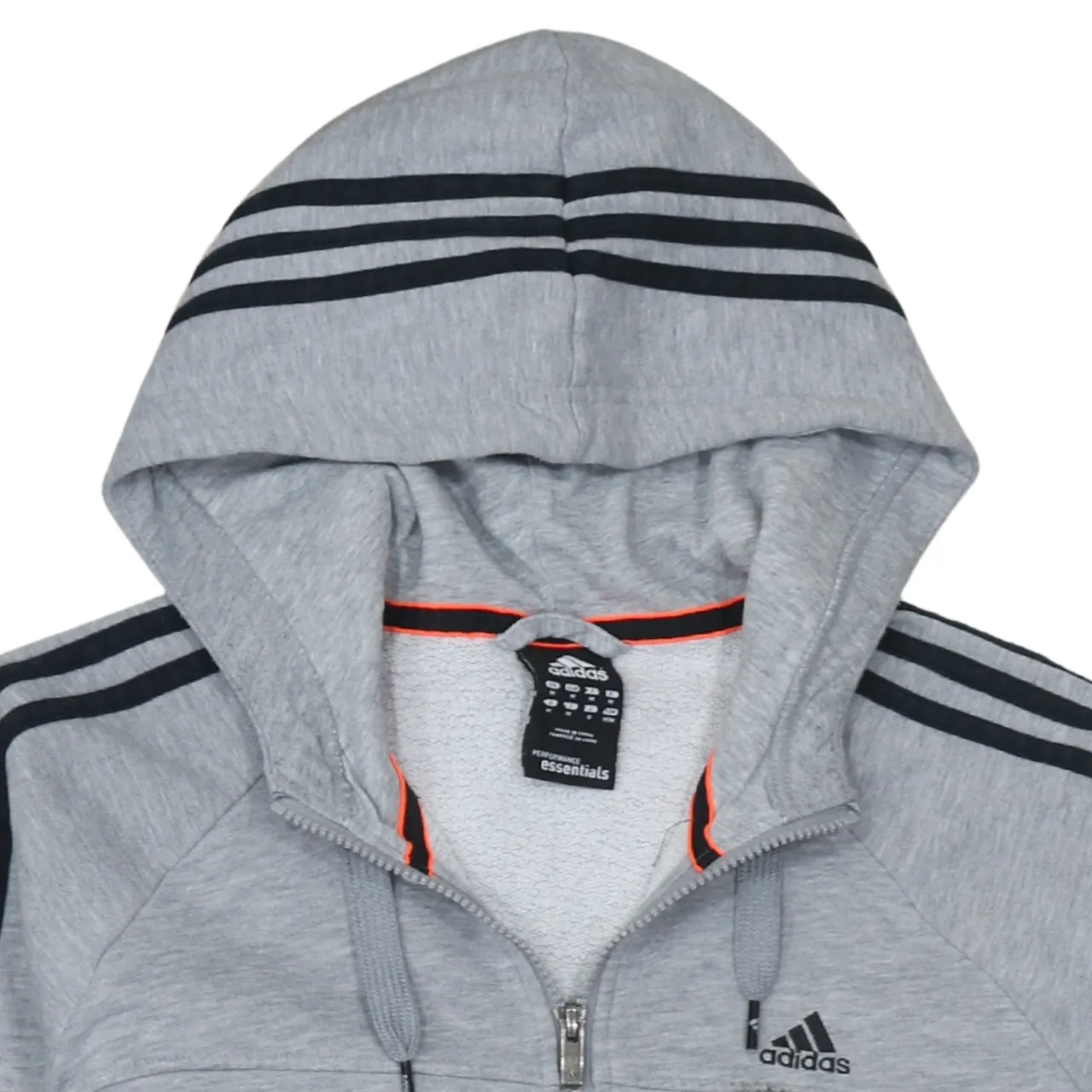 Adidas Grey Full Zip Hoodie Women's Medium Three Stripe Sleeves Embroidered Logo Sweatshirt sold by Vintage Club product image thumbnail 3
