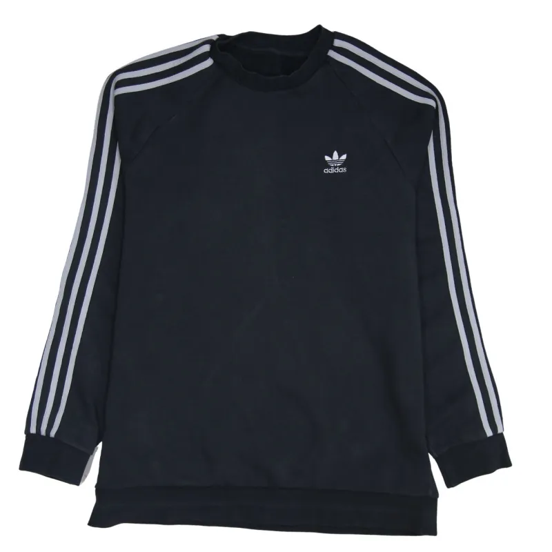 Adidas Black Sweatshirt Men’s Large Trefoil Embroidered Logo Three Stripe Sleeves Pullover Top sold by Vintage Club