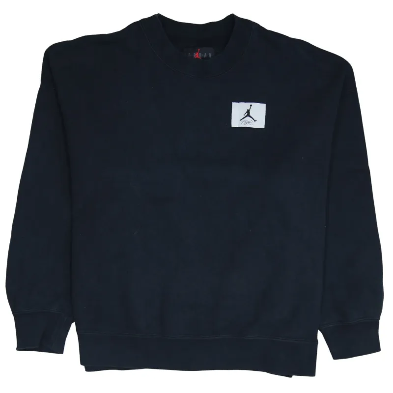 Jordan Black Sweatshirt Men's Large Embroidered Jumpman Chest Patch Crewneck Pullover sold by Vintage Club