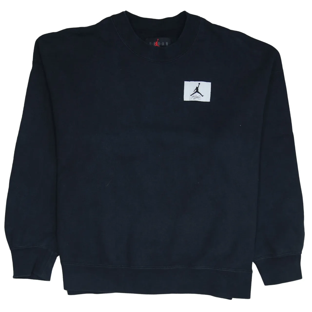 Jordan Black Sweatshirt Men's Large Embroidered Jumpman Chest Patch Crewneck Pullover sold by Vintage Club
