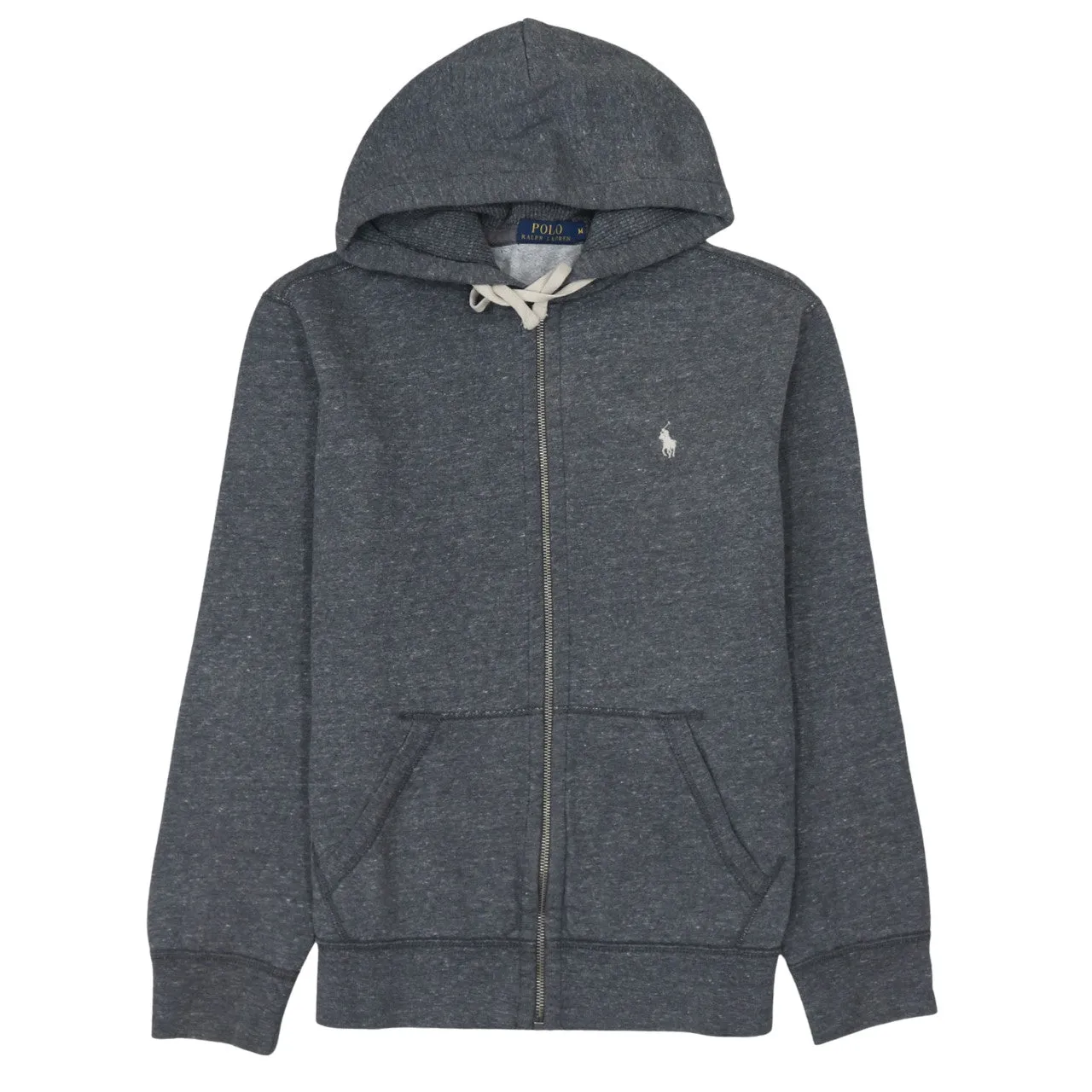 Polo Ralph Lauren Charcoal Grey Hoodie Women’s Medium Zip Embroidered Pony Logo Pockets Sweatshirt sold by Vintage Club