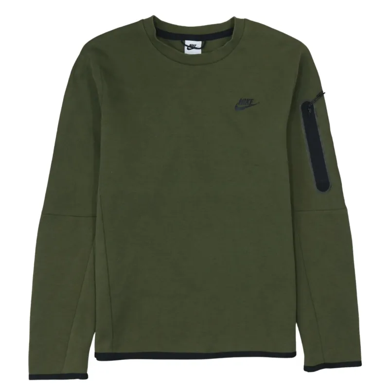 Nike Olive Green Sweatshirt Men's Small Embroidered Chest Logo Sleeve Zip Pocket Pullover Top sold by Vintage Club