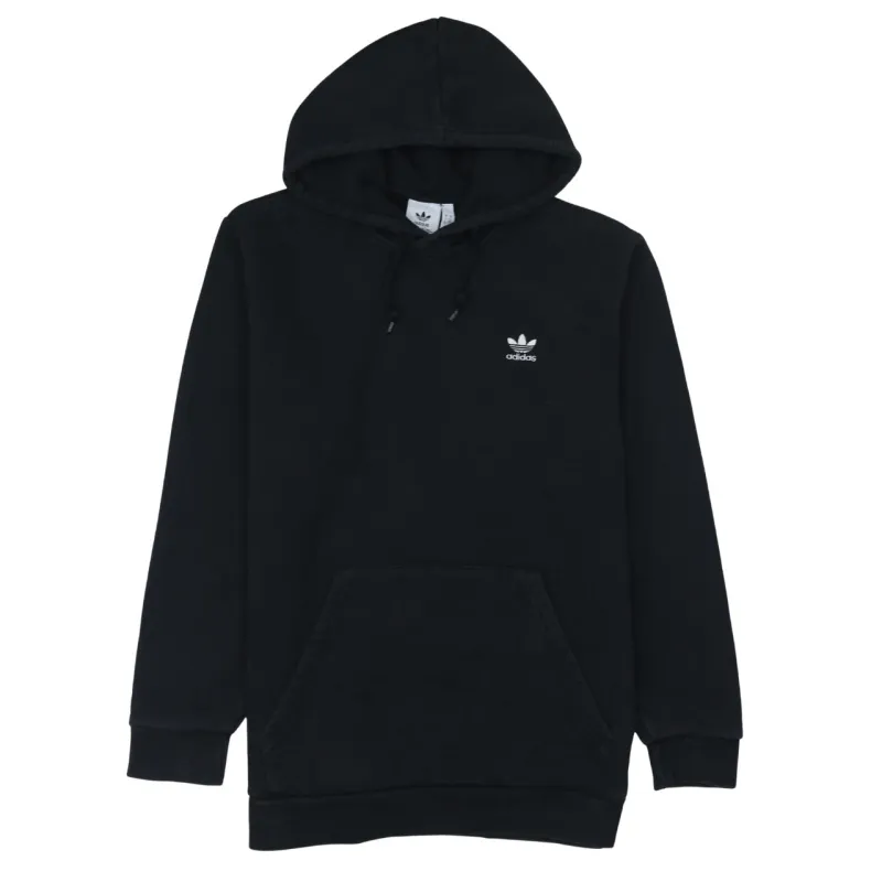 Adidas Black Hoodie Women’s Large Embroidered Trefoil Logo Front Pocket Pullover Sweatshirt sold by Vintage Club