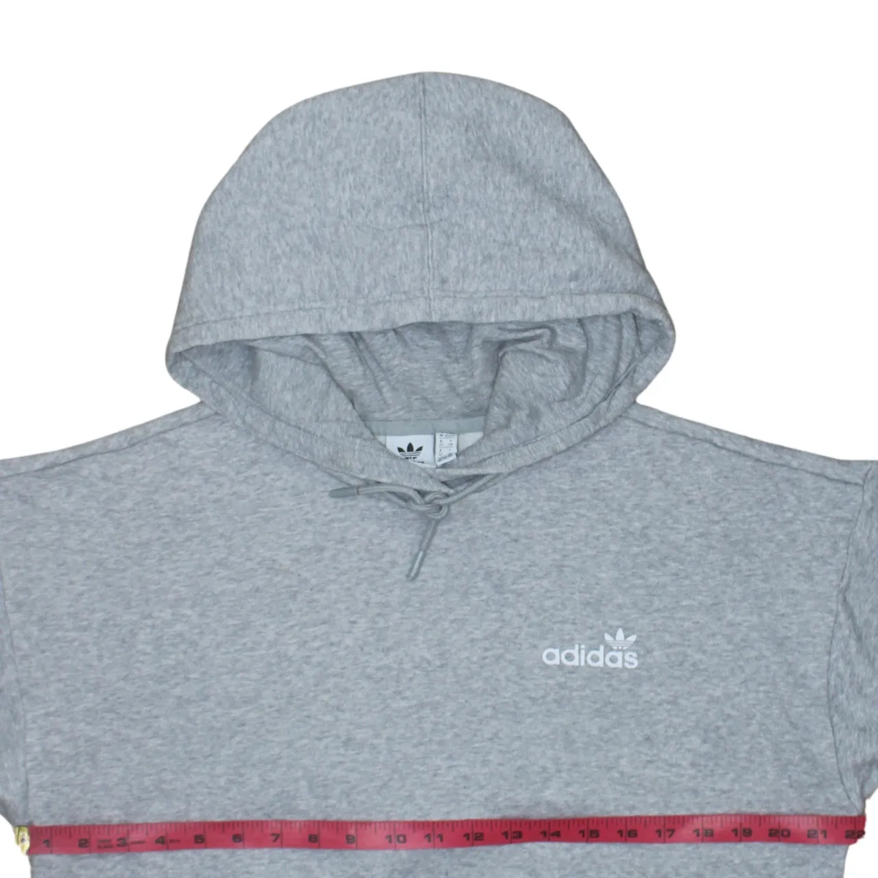 Adidas Grey Hoodie Women’s XSmall Printed Trefoil Logo Pullover Fleece Sweatshirt Top sold by Vintage Club product image thumbnail 5