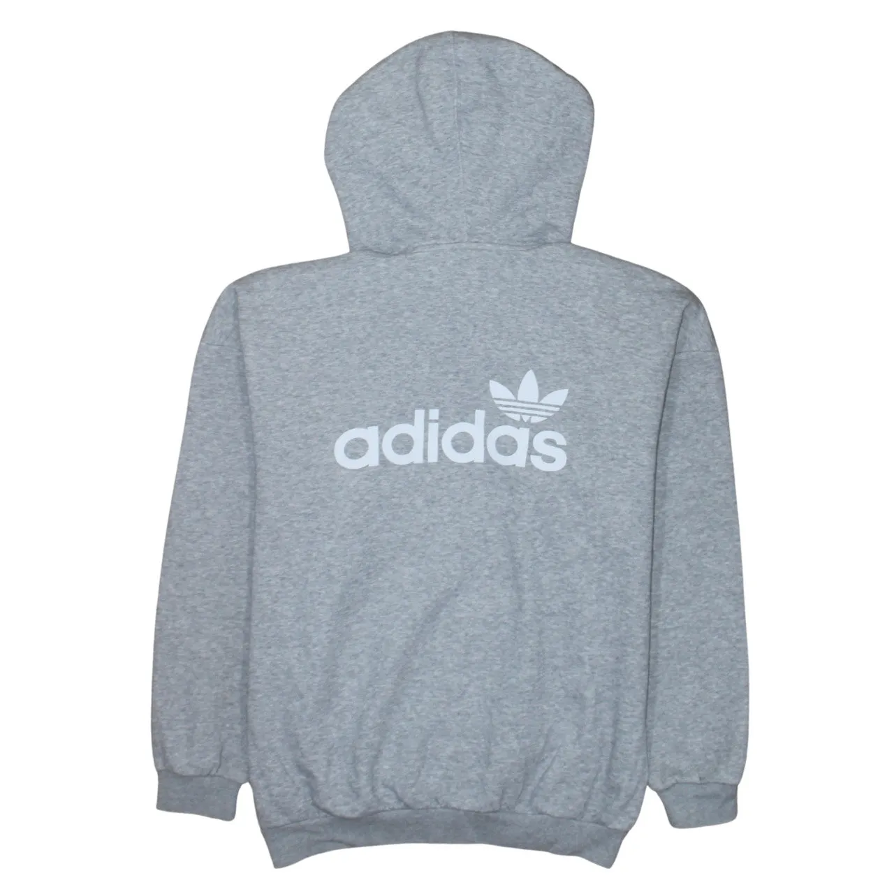 Adidas Grey Hoodie Women’s XSmall Printed Trefoil Logo Pullover Fleece Sweatshirt Top sold by Vintage Club product image thumbnail 2