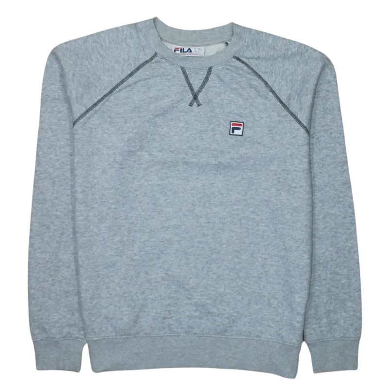 Fila Light Grey Sweatshirt Women’s Large Embroidered Chest Logo Contrast Stitch Crewneck Pullover made by Fila