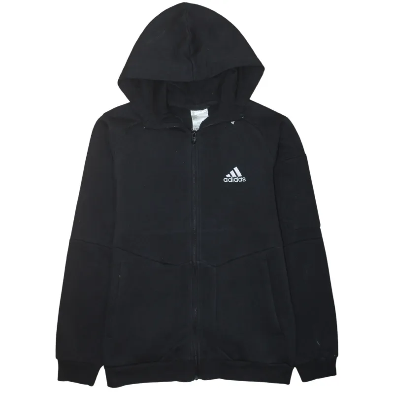 Adidas Black Hoodie Men's Small Full Zip Embroidered Logo Fleece Lined Sweatshirt sold by Vintage Club