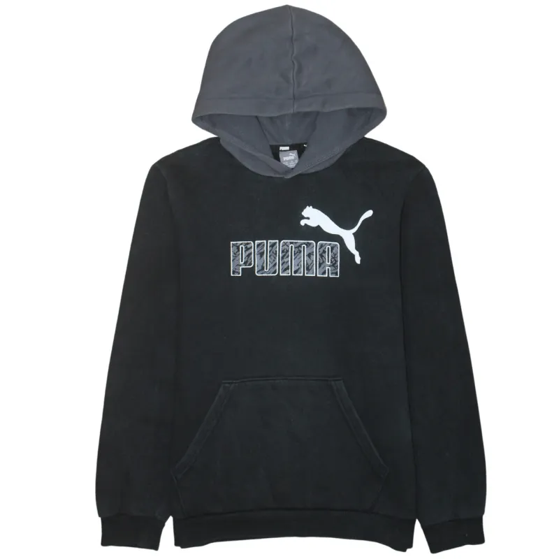 Puma Black Hoodie Women’s XLarge Printed Logo Two Tone Hood Front Pocket Sweatshirt sold by Vintage Club