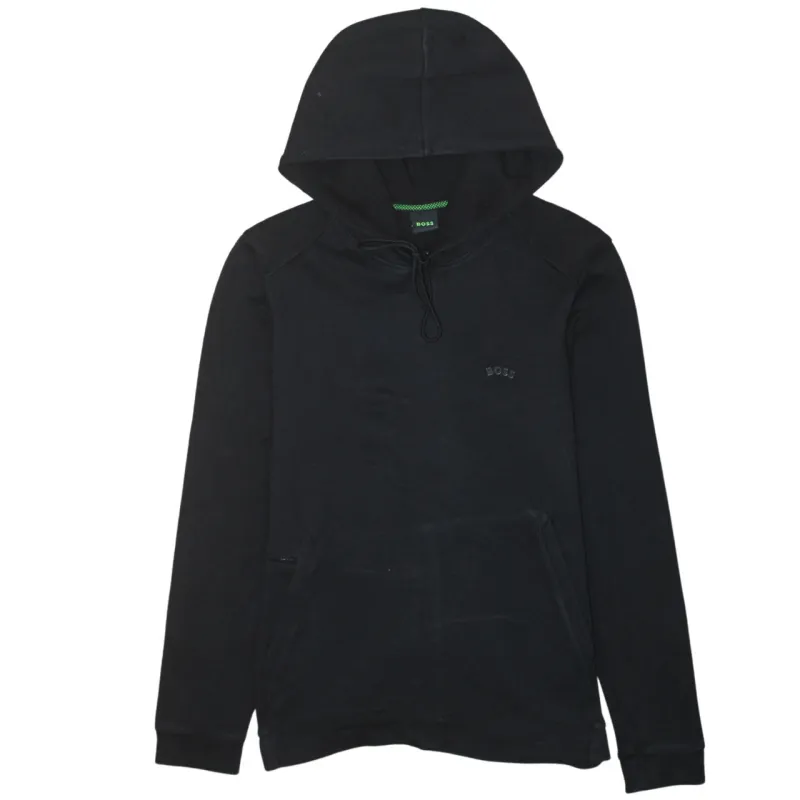 HUGO BOSS Black Hoodie Men’s Small Embroidered Chest Logo Front Pocket Pullover Sweatshirt sold by Vintage Club