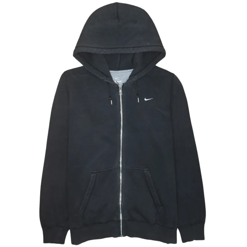 Nike Black Full Zip Hoodie Women’s XLarge Embroidered Swoosh Split Pocket Fleece Top sold by Vintage Club