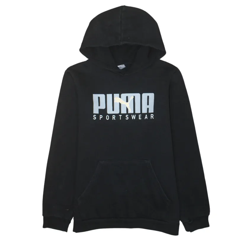 Puma Black Hoodie Women’s XLarge Printed Logo Front Pouch Pullover Sweatshirt sold by Vintage Club