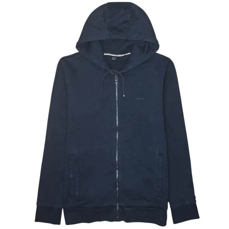 HUGO BOSS Navy Blue Hoodie Women’s Large Full Zip Embroidered Chest Logo Pockets Sweatshirt made by Hugo Boss