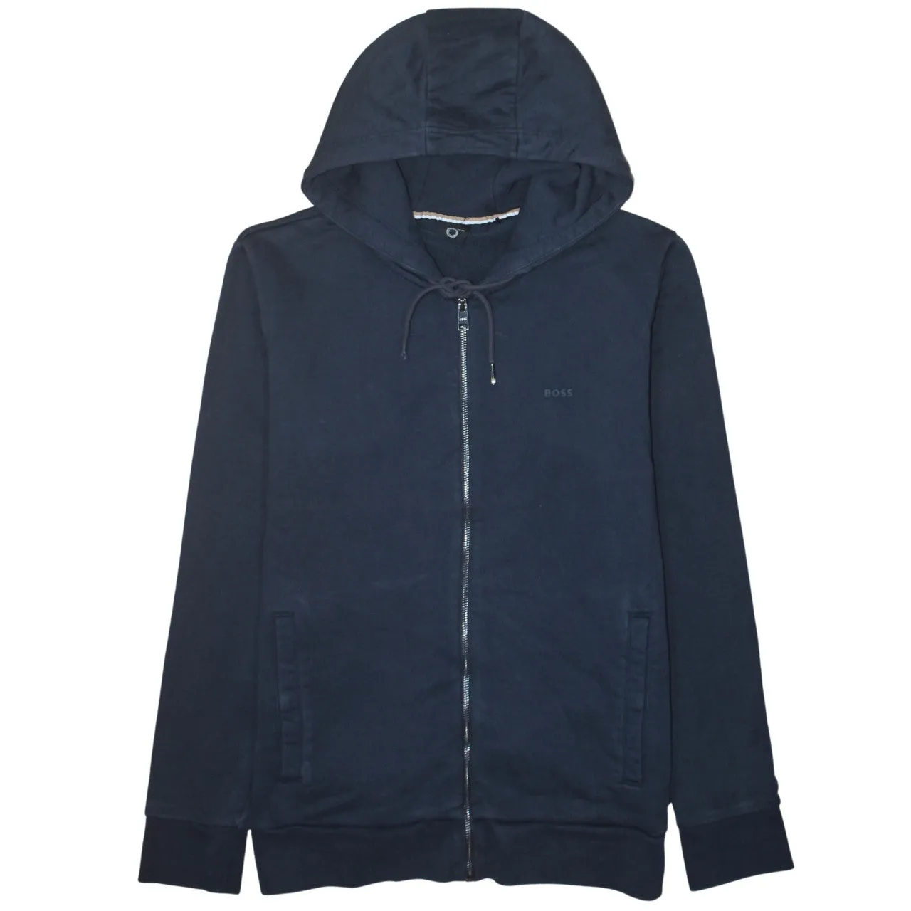 HUGO BOSS Navy Blue Hoodie Women’s Large Full Zip Embroidered Chest Logo Pockets Sweatshirt sold by Vintage Club