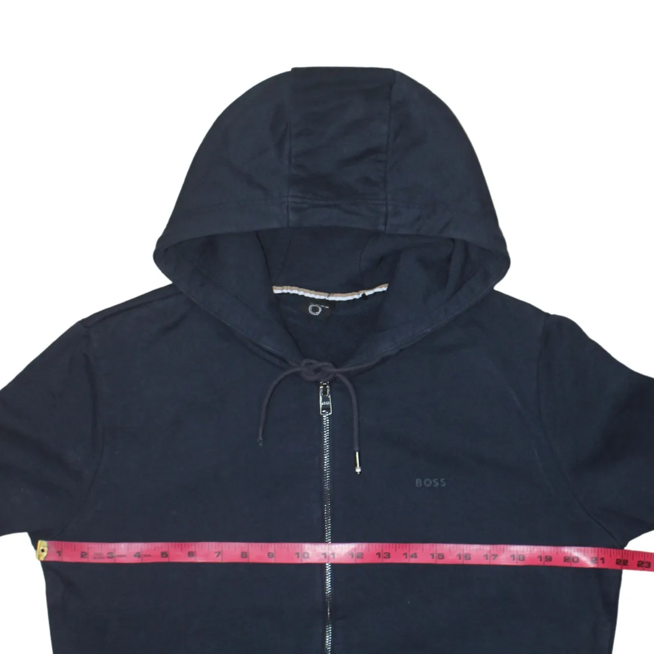 HUGO BOSS Navy Blue Hoodie Women’s Large Full Zip Embroidered Chest Logo Pockets Sweatshirt sold by Vintage Club product image thumbnail 5