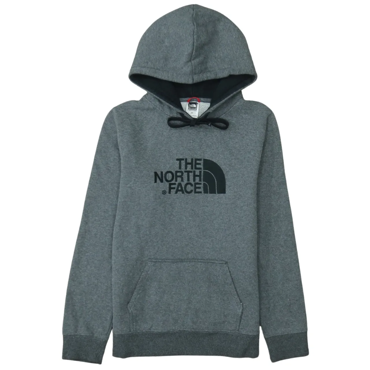 The North Face Grey Hoodie Women’s Small Printed Chest Logo Front Pocket Pullover Sweatshirt sold by Vintage Club