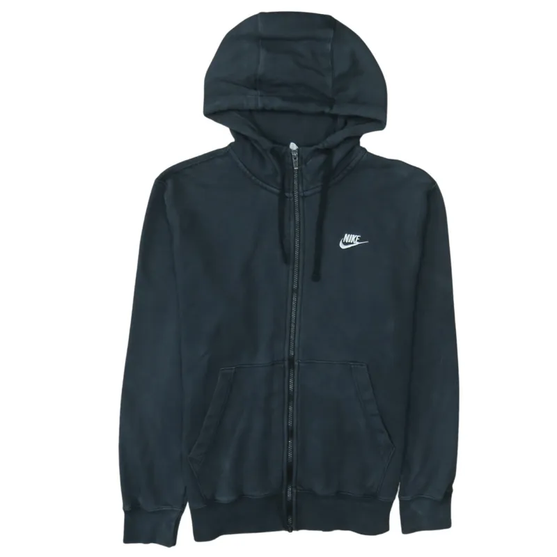 Nike Black Full Zip Hoodie Men’s Small Embroidered Swoosh Split Pocket Sweatshirt sold by Vintage Club