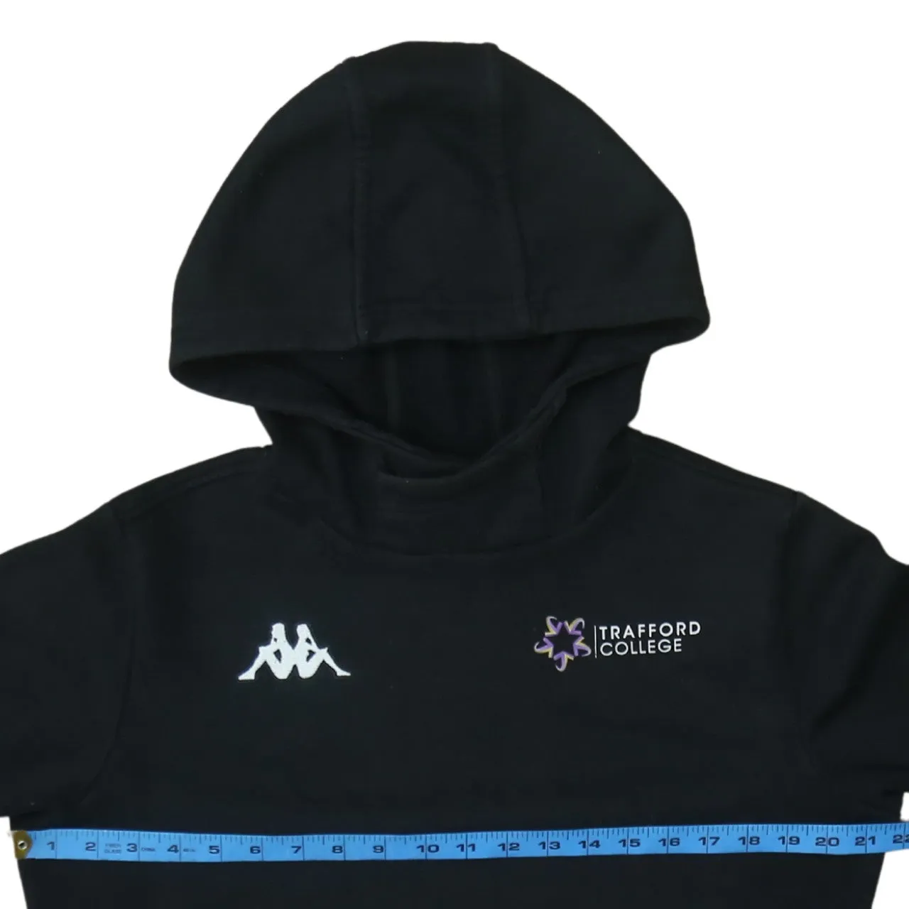 Kappa Black Hoodie Men's Small Embroidered Logos Trafford College Fleece Pullover Sweatshirt sold by Vintage Club product image thumbnail 5