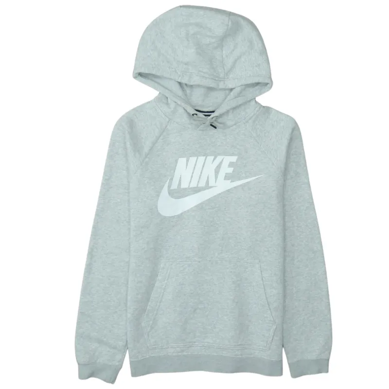 Nike Light Grey Hoodie Men's Small Printed Logo Front Pocket Pullover Sweatshirt made by Nike