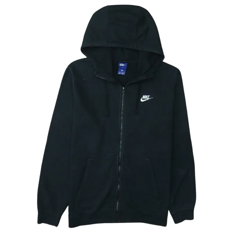 Nike Black Full Zip Hoodie Women’s Large Embroidered Swoosh Front Pockets Fleece Sweatshirt sold by Vintage Club