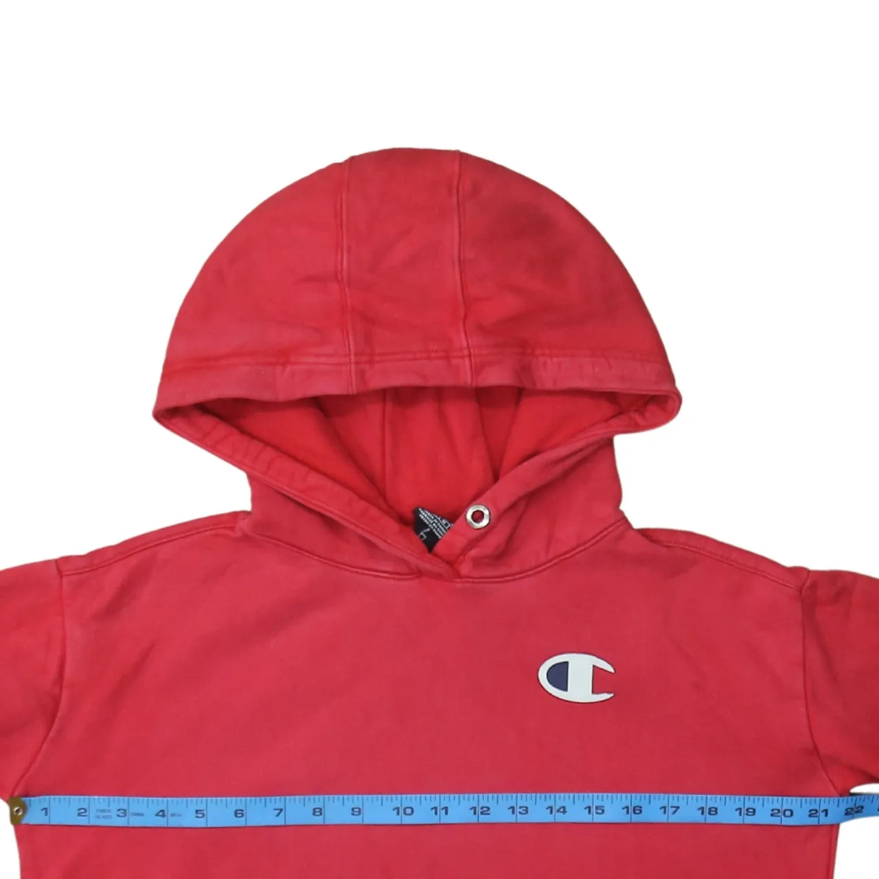 Champion Red Hoodie Men’s Medium Printed Logo Sleeve Graphic Pullover Sweatshirt sold by Vintage Club product image thumbnail 5
