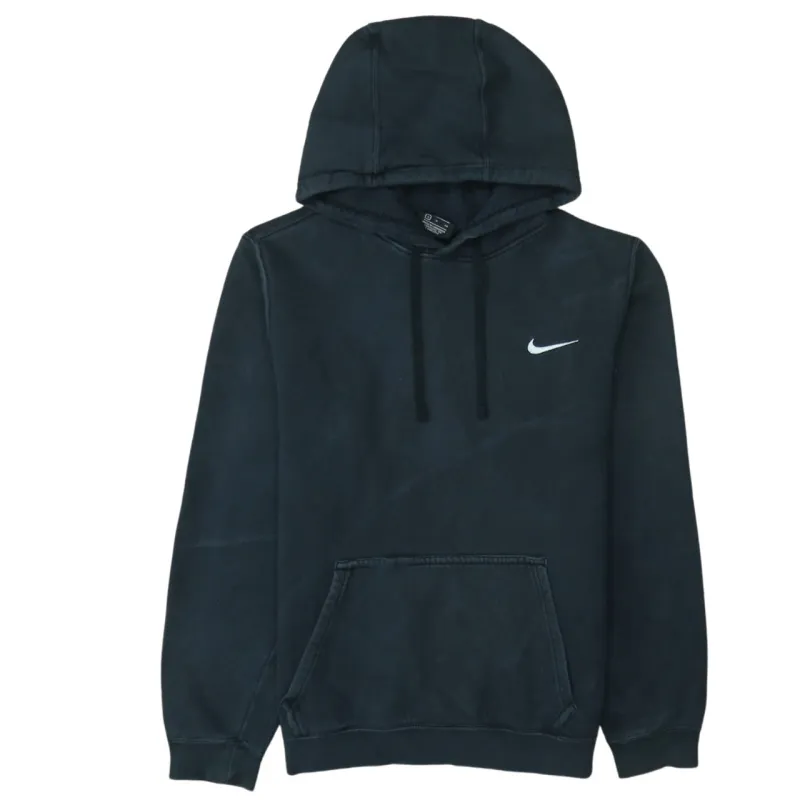 Nike Black Hoodie Men’s Small Embroidered Swoosh Drawstring Hood Front Pocket Sweatshirt sold by Vintage Club