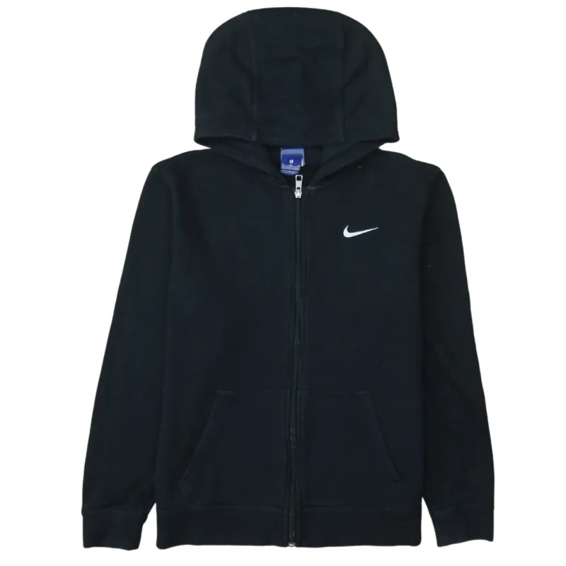 Nike Black Zip Hoodie Women’s XLarge Embroidered Swoosh Split Pocket Fleece Sweatshirt sold by Vintage Club