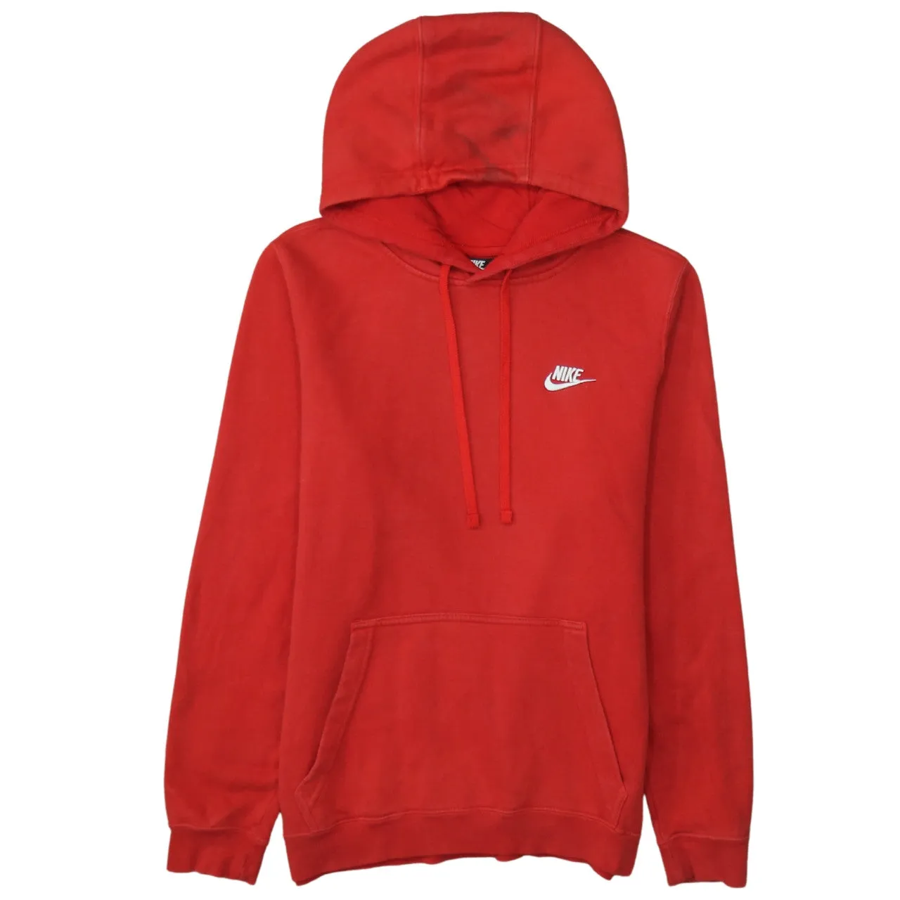 Nike Red Hoodie Men’s Small Embroidered Swoosh Logo Front Pocket Pullover Sweatshirt sold by Vintage Club