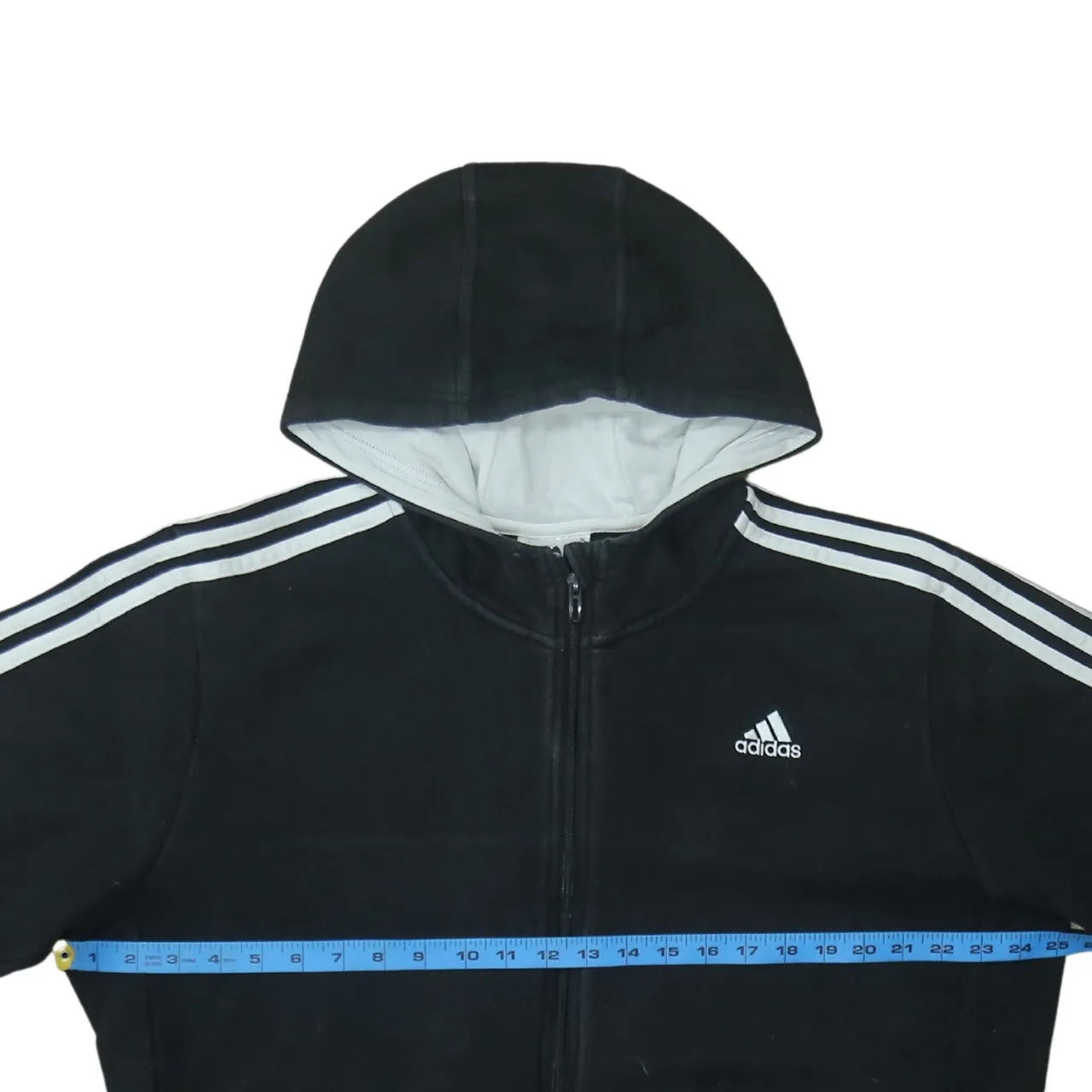 Adidas Black Full Zip Hoodie Women’s XLarge Embroidered Logos Three Stripe Sleeve Fleece Jacket sold by Vintage Club product image thumbnail 5