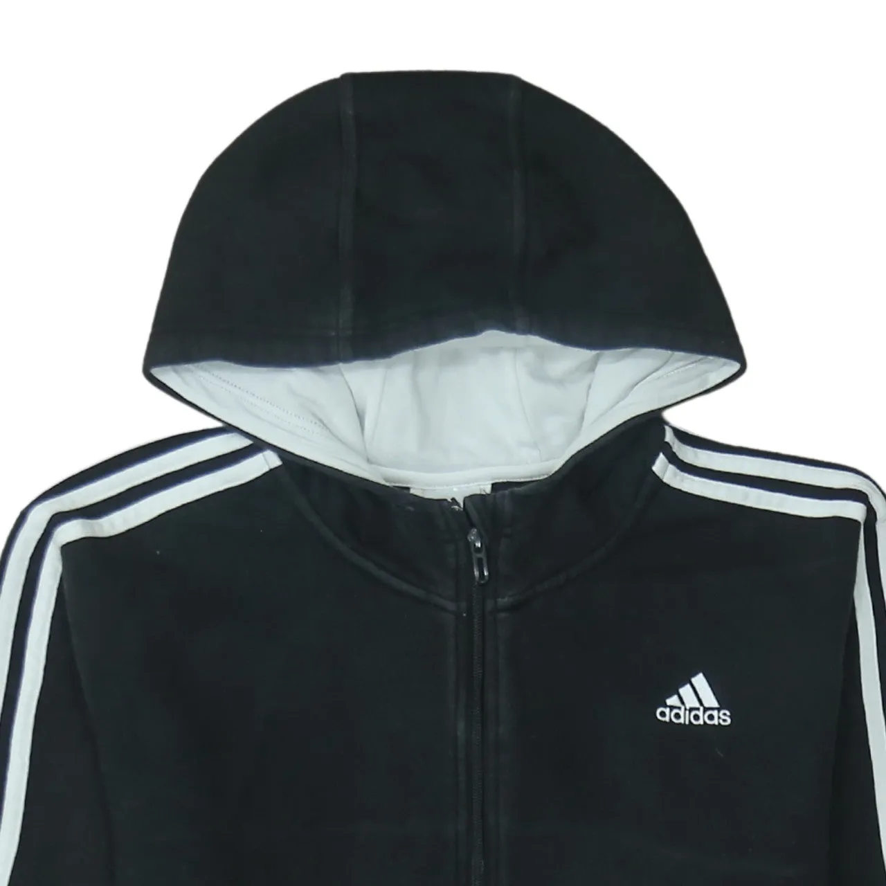 Adidas Black Full Zip Hoodie Women’s XLarge Embroidered Logos Three Stripe Sleeve Fleece Jacket sold by Vintage Club product image thumbnail 3