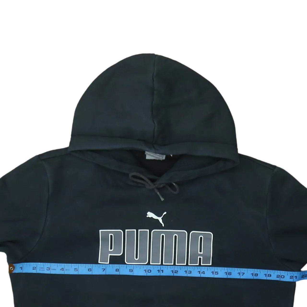 Puma Black Hoodie Men's Small Printed Logo Drawstring Fleece Pullover Sweatshirt sold by Vintage Club product image thumbnail 5