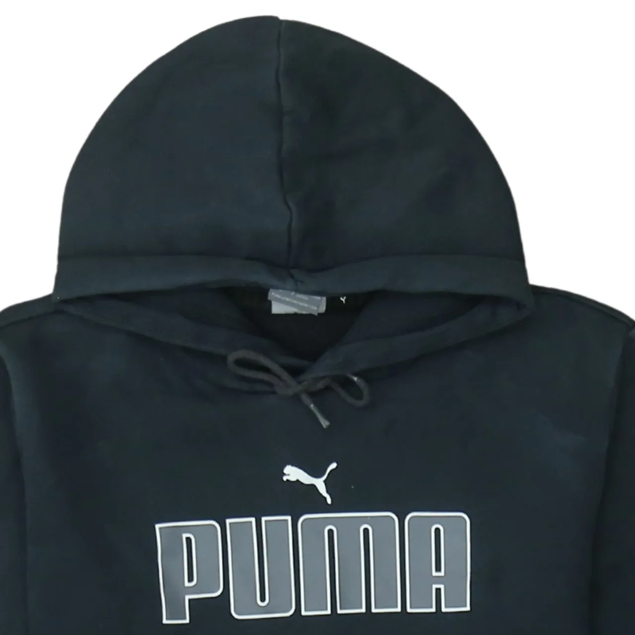 Puma Black Hoodie Men's Small Printed Logo Drawstring Fleece Pullover Sweatshirt sold by Vintage Club product image thumbnail 3