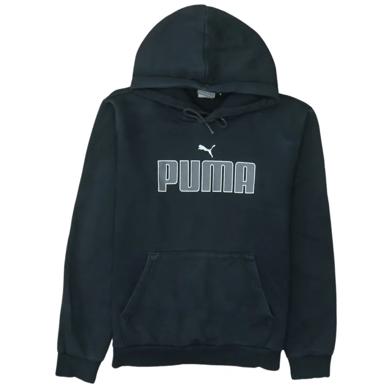 Puma Black Hoodie Men's Small Printed Logo Drawstring Fleece Pullover Sweatshirt sold by Vintage Club